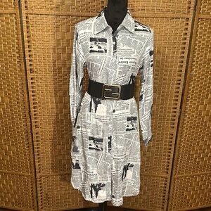 Black and White Newspaper Print Dress